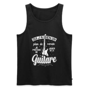 Mon Plan De Retraite C'est Jouer De Guitare - Débardeur bio Premium Homme - noir - Devant - Michal (187cm)
