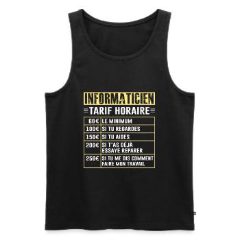 Tarif Horaire D'un Informaticien - Débardeur bio Premium Homme - noir - Devant - AI Model Male 178 light (178cm)