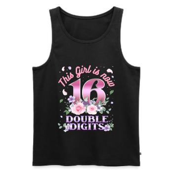 Dieses Mädchen Ist Jetzt 16 Double Digits 16. - Männer Premium Bio Tank Top - Schwarz - Vorne - AI Model Male 178 light (178cm)