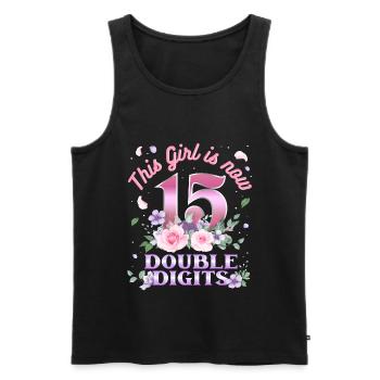 Dieses Mädchen Ist Jetzt 15 Double Digits 15. - Männer Premium Bio Tank Top - Schwarz - Vorne - AI Model Male 178 light (178cm)