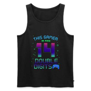 This Gamer Is Now 14 Double Digit 14. - Men's Premium Organic Tank Top - black - Front - AI Model Male 178 light (178cm)