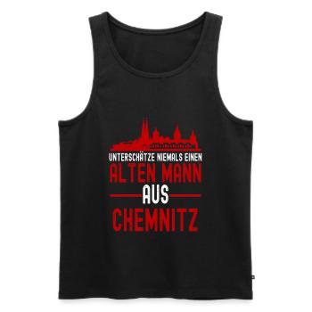 Chemnitz - Männer Premium Bio Tank Top - Schwarz - Vorne - AI Model Male 178 light (178cm)