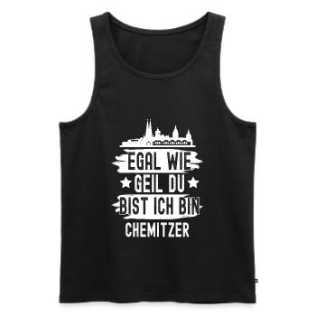 Chemnitz - Männer Premium Bio Tank Top - Schwarz - Vorne - AI Model Male 178 light (178cm)