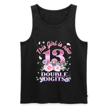 This girl is now 13 double digit 13. - Men's Premium Organic Tank Top - black - Front - AI Model Male 178 light (178cm)