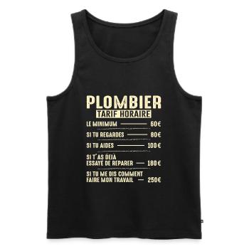 Le Tarif Horaire D'un Plombier - Débardeur bio Premium Homme - noir - Devant - AI Model Male 178 light (178cm)