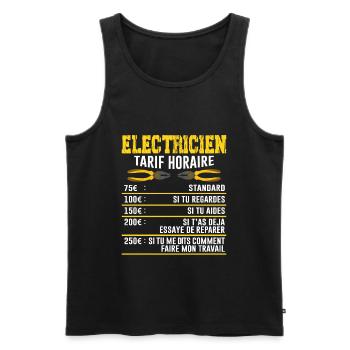 Le Tarif Horaire D'un Électricien - Débardeur bio Premium Homme - noir - Devant - AI Model Male 178 light (178cm)
