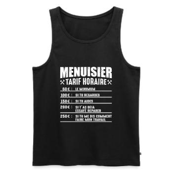 Le Tarif Horaire D'un Menuisier - Débardeur bio Premium Homme - noir - Devant - AI Model Male 178 light (178cm)