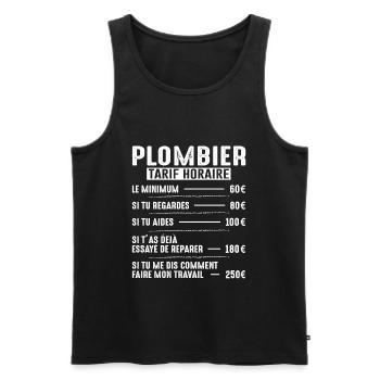 Le Tarif Horaire D'un Plombier - Débardeur bio Premium Homme - noir - Devant - AI Model Male 178 light (178cm)
