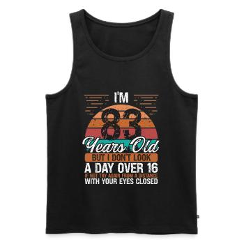 83 Birthday Day over 16 Vintage 83 Years Old - Men's Premium Organic Tank Top - black - Front - AI Model Male 178 light (178cm)