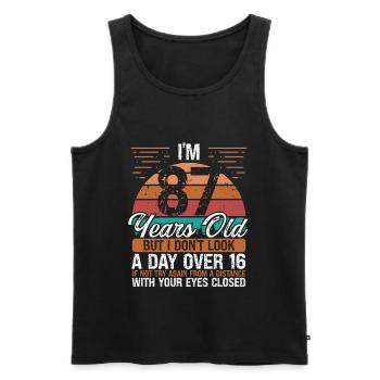 87 Birthday Day over 16 Vintage 87 Years Old - Men's Premium Organic Tank Top - black - Front - AI Model Male 178 light (178cm)