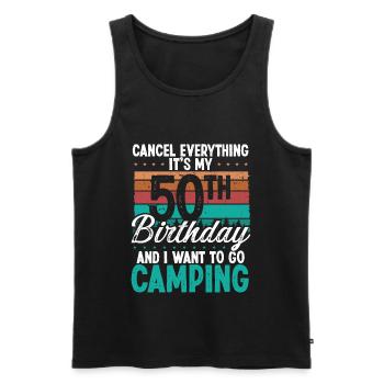 50e anniversaire Camping Retro Camping Camping 50 ans - Débardeur bio Premium Homme - noir - Devant - Michal (187cm)