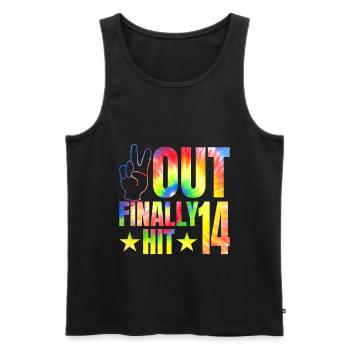 Enfin frappé le célébrant de 14 ans 14. - Débardeur bio Premium Homme - noir - Devant - AI Model Male 178 light (178cm)