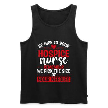 Infirmière en soins palliatifs Stéthoscope Hospice Squad Soins infirmiers - Débardeur bio Premium Homme - noir - Devant - Michal (187cm)