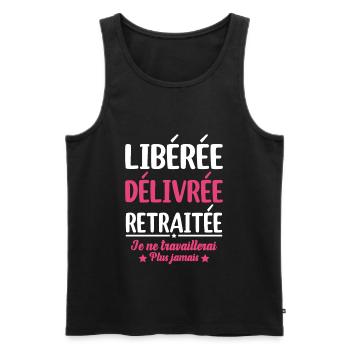 Libérée Délivrée Retraitée Retraite Cadeau Fun - Débardeur bio Premium Homme - noir - Devant - Michal (187cm)
