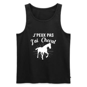 Cheval Équitation Poney Anniversaire Jument Cadeau - Débardeur bio Premium Homme - noir - Devant - Michal (187cm)