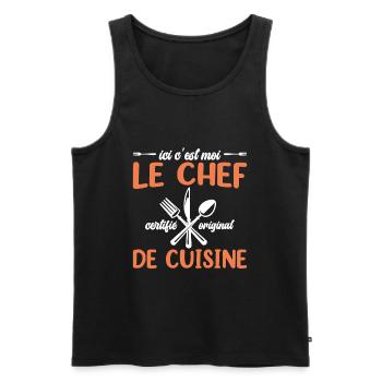 Ici C'est Moi Le Chef Cuisine Restaurant Cuisinier - Débardeur bio Premium Homme - noir - Devant - AI Model Male 178 light (178cm)
