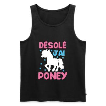 Cheval Poney Équitation Anniversaire Licorne Pony - Débardeur bio Premium Homme - noir - Devant - Michal (187cm)