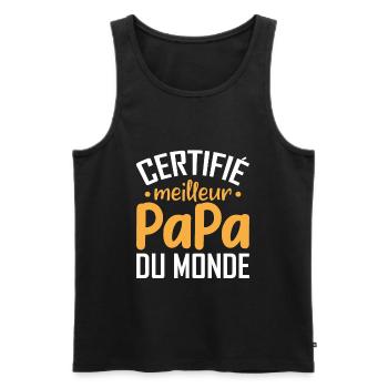 Certifié Meilleur Papa Du Monde - Débardeur bio Premium Homme - noir - Devant - Michal (187cm)