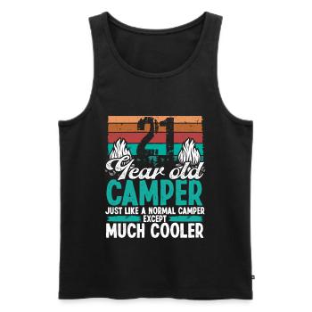 21 Year Old Camper Scouting Camping 21 Birthday - Men's Premium Organic Tank Top - black - Front - AI Model Male 178 light (178cm)