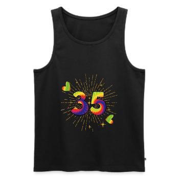Tie-dye 35. Geburtstagsfeier 35 Jahre Alter - Männer Premium Bio Tank Top - Schwarz - Vorne - AI Model Male 178 light (178cm)