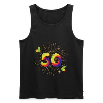 Tie-dye 50. Geburtstagsfeier 50 Jahre Alter - Männer Premium Bio Tank Top - Schwarz - Vorne - AI Model Male 178 light (178cm)