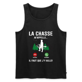 Cadeau Chasser Forêt Idée Cadeau Sanglier Bois - Débardeur bio Premium Homme - noir - Devant - AI Model Male 178 light (178cm)