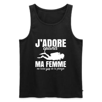 Sport Plongée Idée Cadeau Mer Vacances Hobby Apnée - Débardeur bio Premium Homme - noir - Devant - AI Model Male 178 light (178cm)