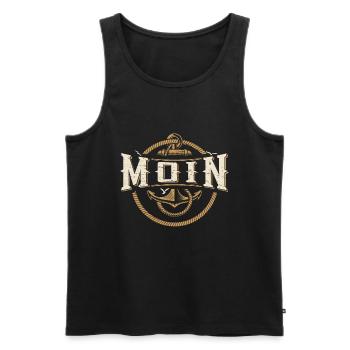 Moin ihr Spacken - Digga Spruch Meer Norddeutsch - Männer Premium Bio Tank Top - Schwarz - Vorne - AI Model Male 178 light (178cm)