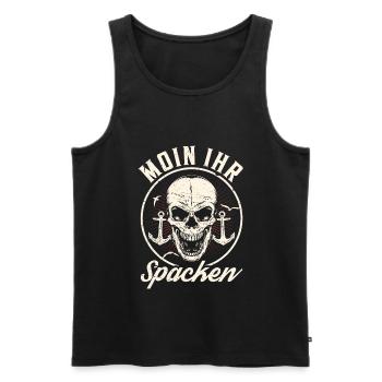 Moin ihr Spacken - Digga Spruch Meer Norddeutsch - Männer Premium Bio Tank Top - Schwarz - Vorne - AI Model Male 178 light (178cm)