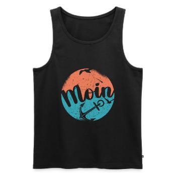 Moin ihr Spacken - Digga Spruch Meer Norddeutsch - Männer Premium Bio Tank Top - Schwarz - Vorne - AI Model Male 178 light (178cm)
