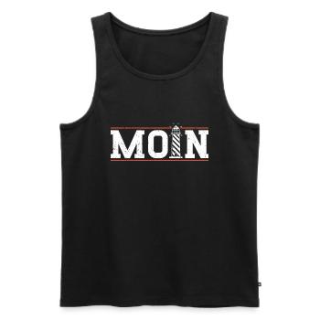 Moin ihr Spacken - Digga Spruch Meer Norddeutsch - Männer Premium Bio Tank Top - Schwarz - Vorne - Michal (187cm)