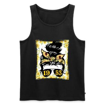 Sonnenblume Mama Geboren 1953 Geburtstag - Männer Premium Bio Tank Top - Schwarz - Vorne - Michal (187cm)