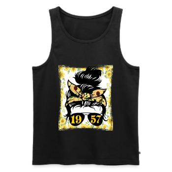 Sonnenblume Mama Geboren 1957 Geburtstag - Männer Premium Bio Tank Top - Schwarz - Vorne - AI Model Male 178 light (178cm)