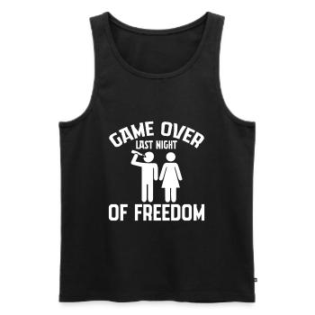 Game Finished Last Night of Freedom Marriage Love - Men's Premium Organic Tank Top - black - Front - AI Model Male 178 light (178cm)