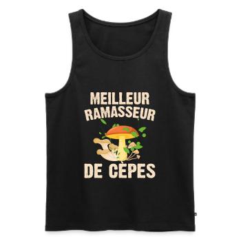 Meilleur Ramasseur De Cèpes Champignon Cadeau Cèpe - Débardeur bio Premium Homme - noir - Devant - AI Model Male 178 light (178cm)