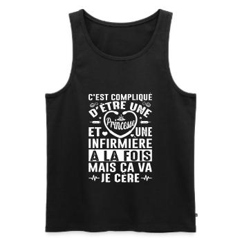 Infirmière Princesse Cadeau Anniversaire Médecine - Débardeur bio Premium Homme - noir - Devant - Michal (187cm)