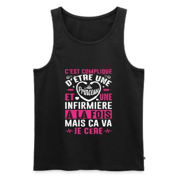 Infirmière Princesse Cadeau Anniversaire Médecine - Débardeur bio Premium Homme - noir - Devant - Michal (187cm)