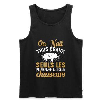 Les Meilleurs Deviennent Chasseurs Chasser Cadeau - Débardeur bio Premium Homme - noir - Devant - AI Model Male 178 light (178cm)