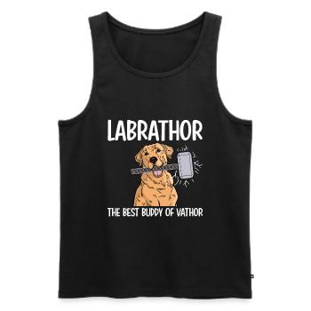 Labrathor Labrador Retriever Golden Retriever - Débardeur bio Premium Homme - noir - Devant - Michal (187cm)