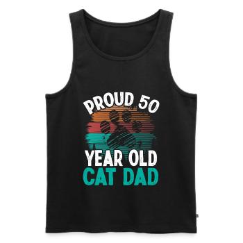 50th Birthday Cat Father Kitty 50 Year Old Cat Dad - Men's Premium Organic Tank Top - black - Front - AI Model Male 178 light (178cm)