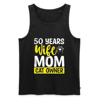 50 Year Old Wife Cat Mother 50th Birthday Cat Mom - Men's Premium Organic Tank Top - black - Front - AI Model Male 178 light (178cm)