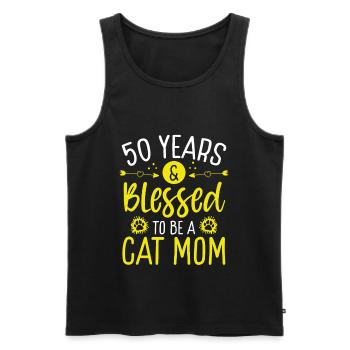 50 Year Old Cat Mother be a Cat Mom 50th Birthday - Men's Premium Organic Tank Top - black - Front - AI Model Male 178 light (178cm)