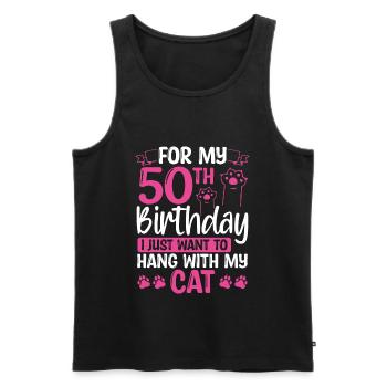 50 Year Old Cat Mom my Cat Dad Kitty 50th Birthday - Men's Premium Organic Tank Top - black - Front - AI Model Male 178 light (178cm)