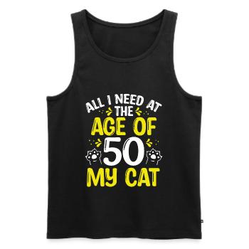 Funny 50th Birthday Cat Mom 50 Year Old Cat Dad - Men's Premium Organic Tank Top - black - Front - AI Model Male 178 light (178cm)