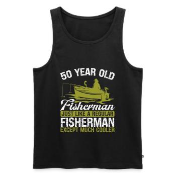 Pêcheur de 50 ans Pêcheur de 50 ans Pêcheur de 50 ans - Débardeur bio Premium Homme - noir - Devant - Michal (187cm)