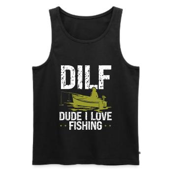 Drôle d’idée de pêche pour hommes Canne à pêche Humour - Débardeur bio Premium Homme - noir - Devant - Michal (187cm)