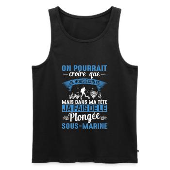 Dans Ma Tête Je Fais De La Plongée Piscine Sport - Débardeur bio Premium Homme - noir - Devant - Michal (187cm)