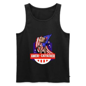 Ameri-catfather July 4 Independence Day - Men's Premium Organic Tank Top - black - Front - AI Model Male 178 light (178cm)