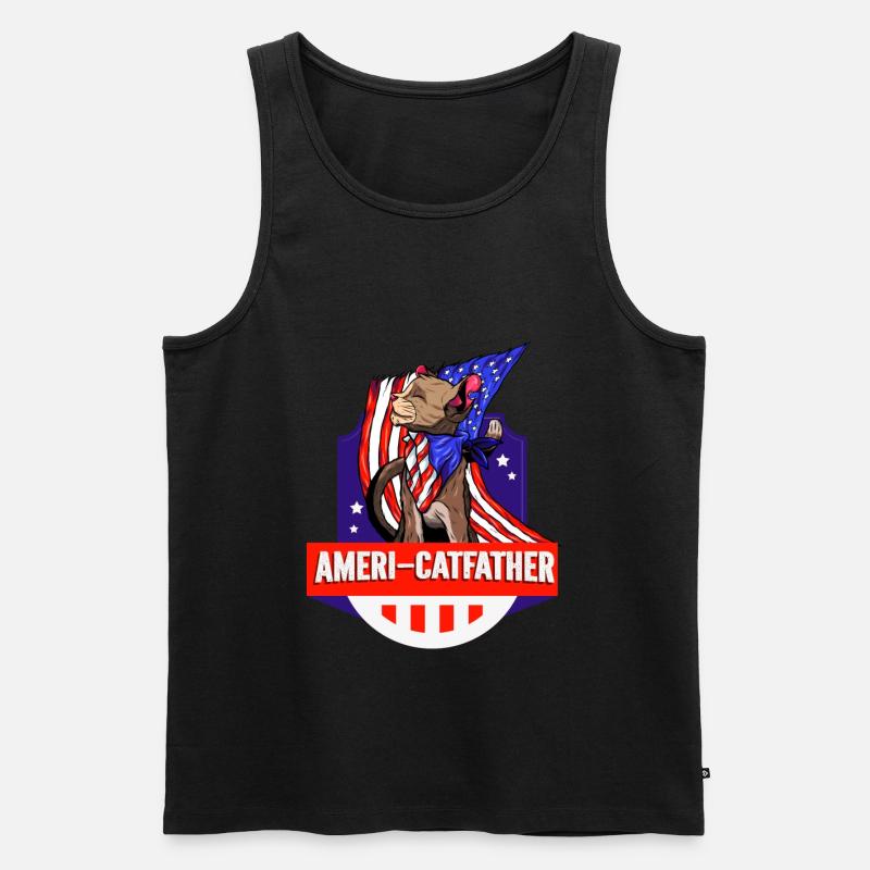 Ameri-catfather July 4 Independence Day - Men's Premium Organic Tank Top - black