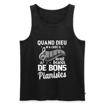 Bon Pianiste Musique Piano Idée Cadeau Clavier - Débardeur bio Premium Homme - noir - Devant - Michal (187cm)
